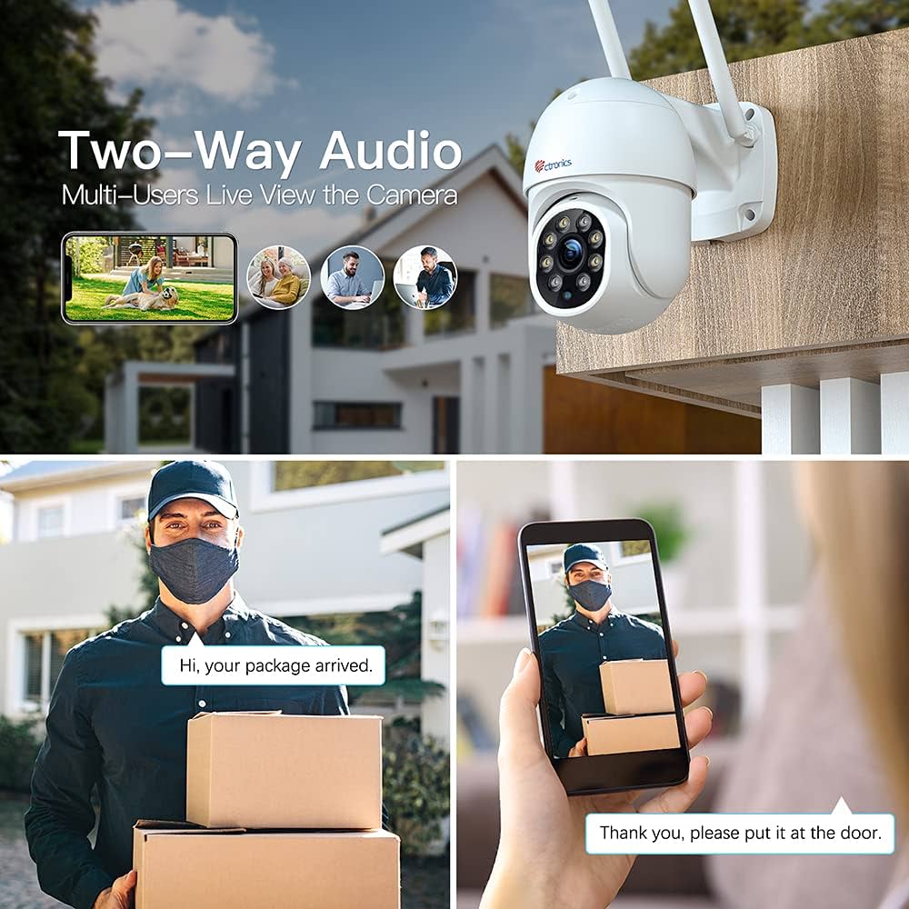 Amazon.co.jp: Ctronics 防犯カメラ 屋外 自動追尾 夜間カラー